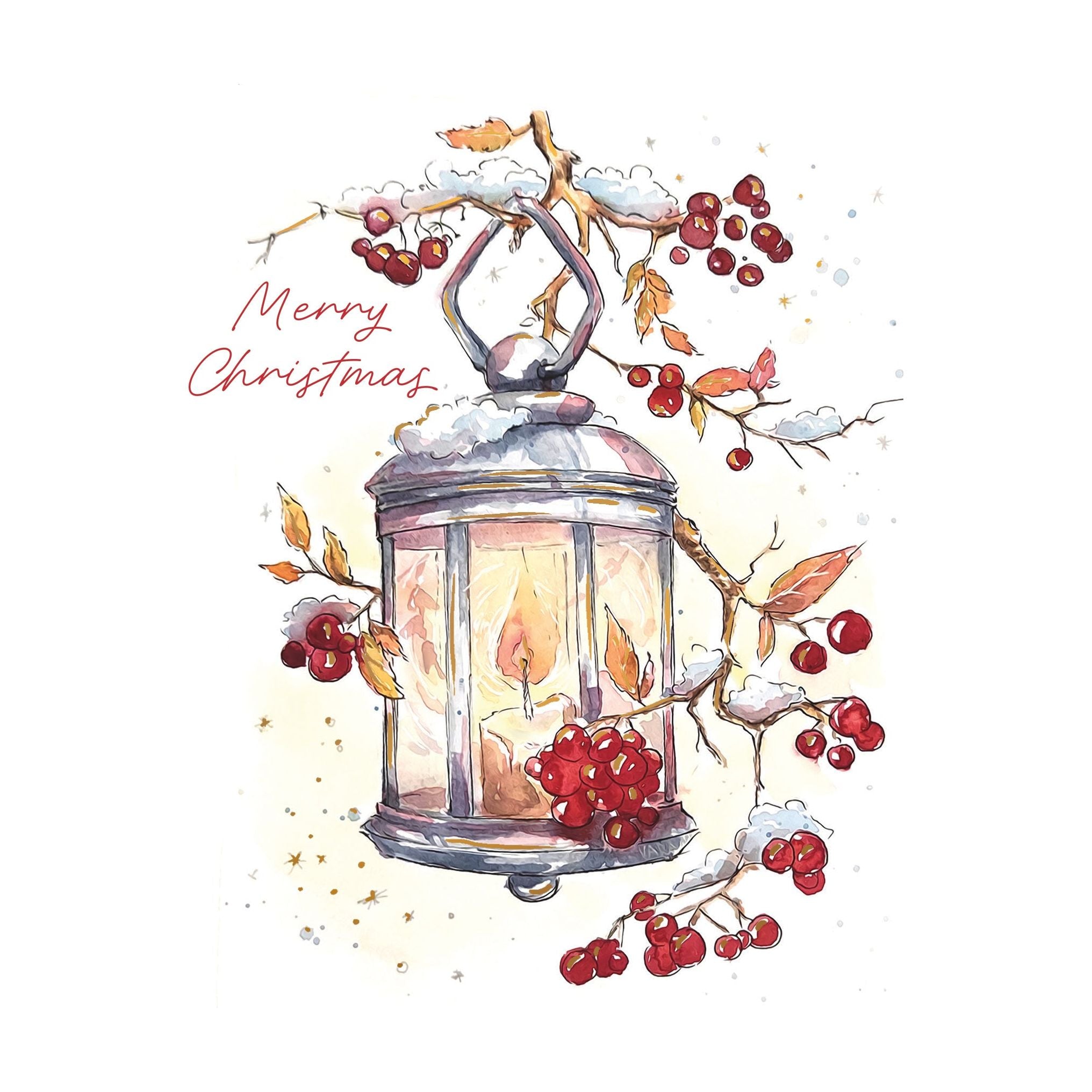 Holly Lantern Christmas Card